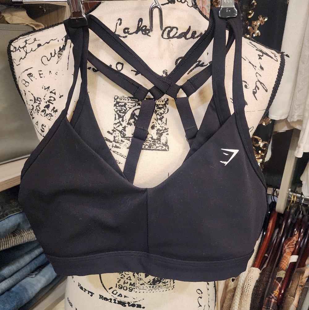 Gymshark Black Performance Sports Bra with Strappy Back